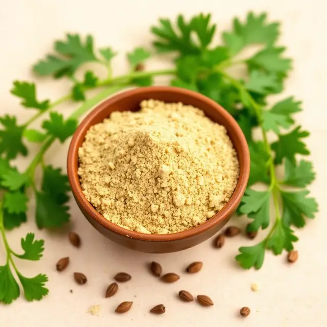 Coriander powder with fresh leaves